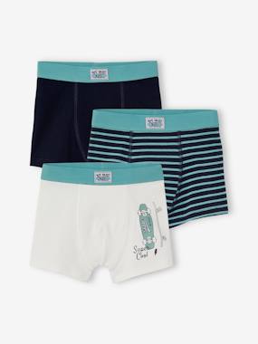 -Pack of 3 Stretch Boxer Shorts, Skateboards, for Boys
