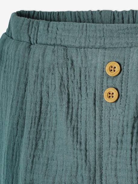 Pantalon bébé mixte coupe sarouel en gaze de coton Blanc+Bleu+jaune+rose+tilleul - vertbaudet enfant 