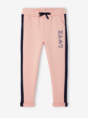 Girls-Trousers-Fleece Joggers with Side Stripes for Girls