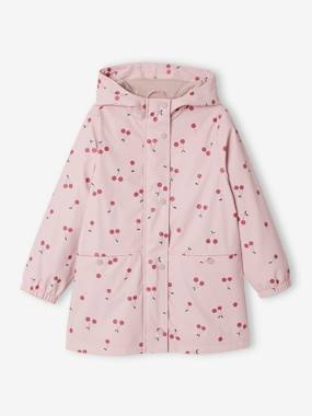 Coat & jacket-Girls-Floral Raincoat with Hood, for Girls