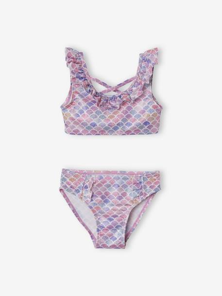 Maillot de bain 2 pièces sirène fille ivoire imprimé - vertbaudet enfant 