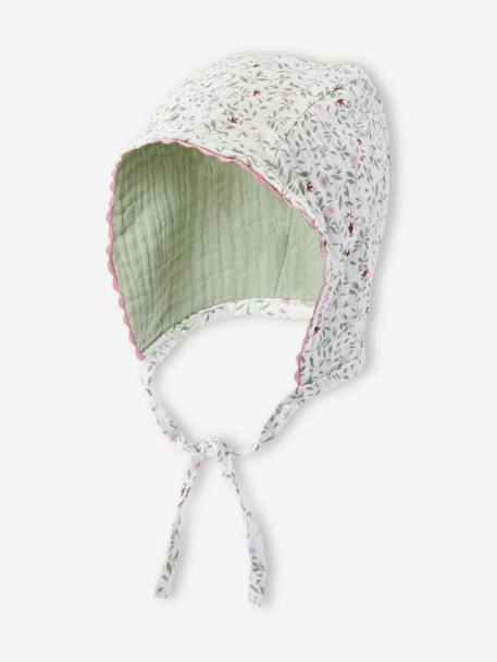Hood-Shaped Beanie with Floral Print for Baby Girls WHITE LIGHT ALL OVER PRINTED - vertbaudet enfant 