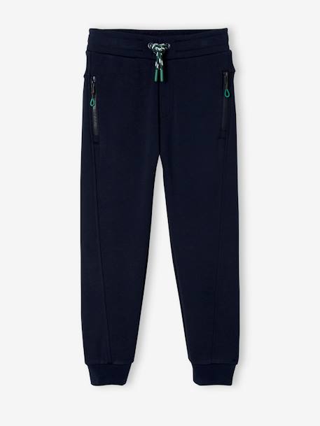 Joggers in Techno Fabric for Boys BLUE DARK SOLID WITH DESIGN - vertbaudet enfant 