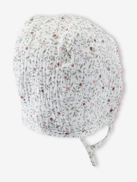 Hood-Shaped Beanie with Floral Print for Baby Girls WHITE LIGHT ALL OVER PRINTED - vertbaudet enfant 