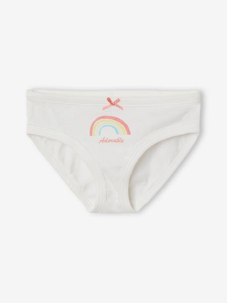 Pack of 7 Briefs for Girls WHITE LIGHT ALL OVER PRINTED - vertbaudet enfant 