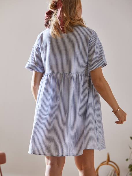 Striped Shirt Dress, Maternity & Nursing Special BLUE MEDIUM STRIPED+caramel - vertbaudet enfant 