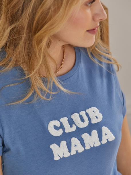T-Shirt with Message, in Organic Cotton, Maternity & Nursing Special BLUE MEDIUM SOLID WITH DESIGN+BROWN LIGHT SOLID+BROWN MEDIUM SOLID+GREY DARK SOLID WITH DESIGN+PINK LIGHT SOLID WITH DESIGN - vertbaudet enfant 
