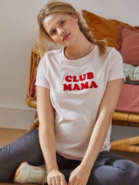 Maternity-T-shirts & Tops-T-Shirt with Message, in Organic Cotton, Maternity & Nursing Special