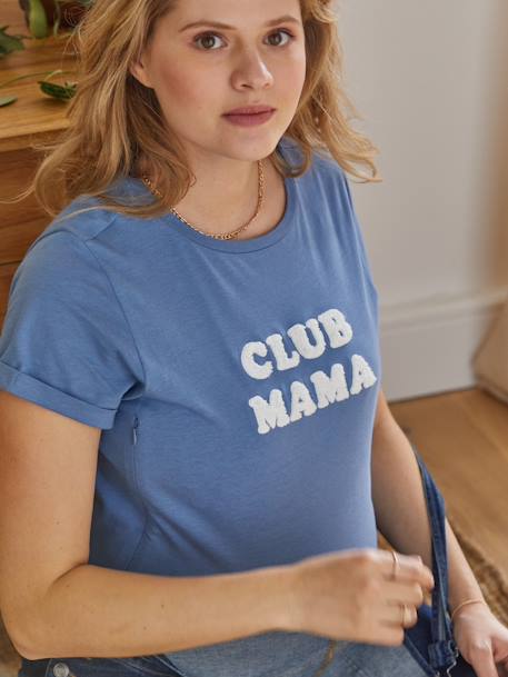 T-shirt à message grossesse et allaitement en coton bio personnalisable Bleu+Gris anthracite+Marron+Marron+Rose - vertbaudet enfant 
