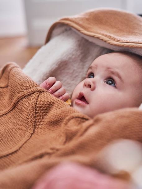 Chancelière tricot doublée polaire pour siège-auto coque - 0/9 mois noisette - vertbaudet enfant 