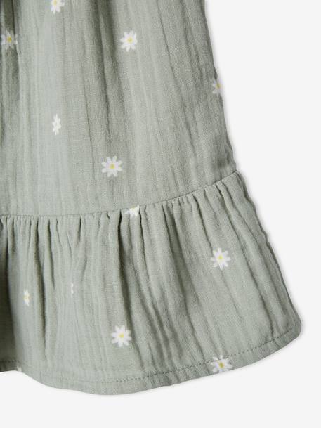 Printed Skirt in Cotton Gauze for Girls GREEN LIGHT ALL OVER PRINTED - vertbaudet enfant 