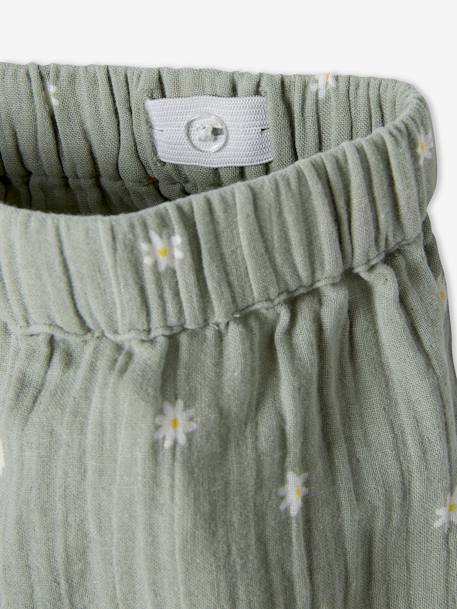 Printed Skirt in Cotton Gauze for Girls GREEN LIGHT ALL OVER PRINTED+WHITE MEDIUM ALL OVER PRINTED - vertbaudet enfant 
