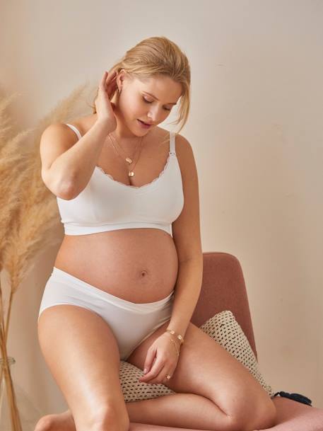 Vertbaudet Brassière grossesse et allaitement Sans coutures détail dentelle Blanc Femme S