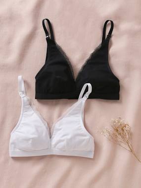 Pack of 2 Cotton Triangle Bras, Nursing Special - vertbaudet enfant Maternity-Pack of 2 Cotton Triangle Bras, Nursing Special