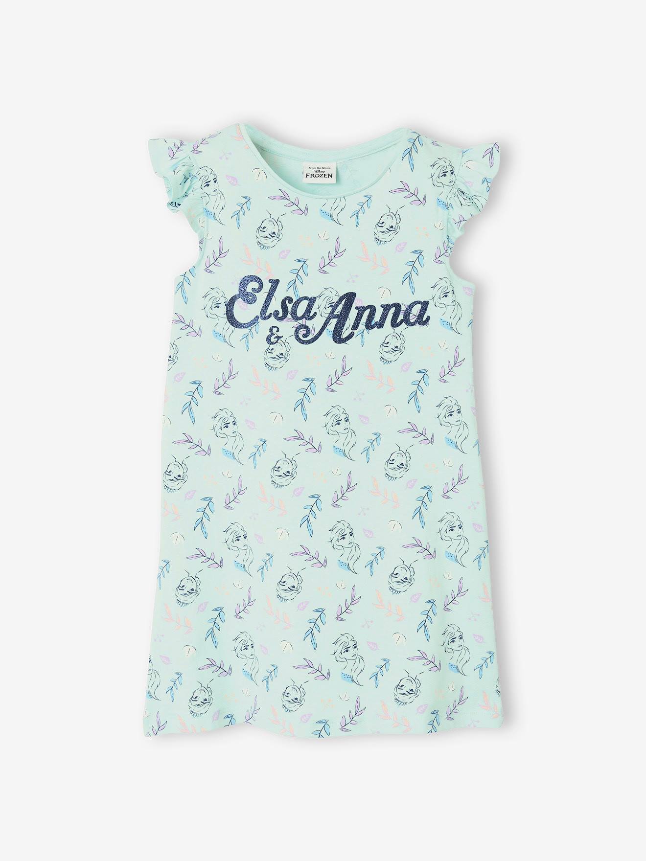 Robe De Nuit Manches Longues Vêtement Enfant 3-12 Ans Idée Cadeau Anniversaire Disney Chemise De Nuit Fille De La Reine des Neiges avec Princesse Anna Et Elsa 