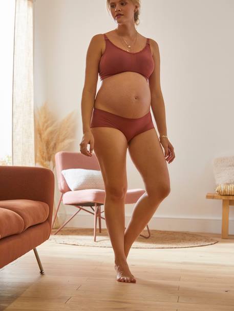 Bra with Lace Detail, for Maternity & Nursing - brown dark solid, Maternity