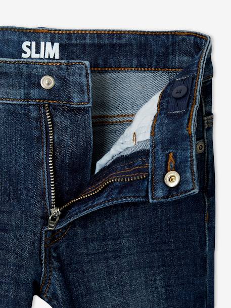 Indestructible Slim Leg 'Waterless' Jeans for Boys BLUE DARK SOLID+stone - vertbaudet enfant 