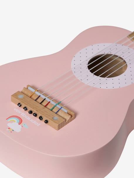 Wooden Guitar - FSC® Certified PINK MEDIUM SOLID WITH DESIG+White - vertbaudet enfant 