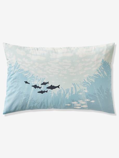 Duvet Cover + Pillowcase Set for Children, Deep Ocean BLUE MEDIUM SOLID WITH DESIGN - vertbaudet enfant 