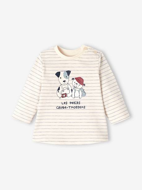 Ensemble bébé tee-shirt et pantalon en molleton bleu canard+rayé / caramel - vertbaudet enfant 