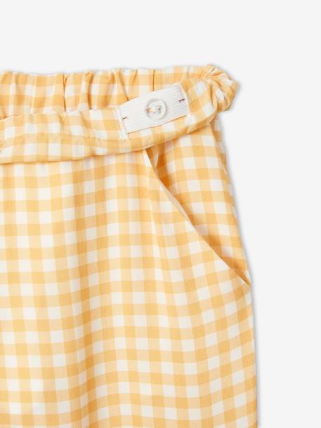Cropped Fluid Trousers with Print, for Girls YELLOW LIGHT CHECKS - vertbaudet enfant 