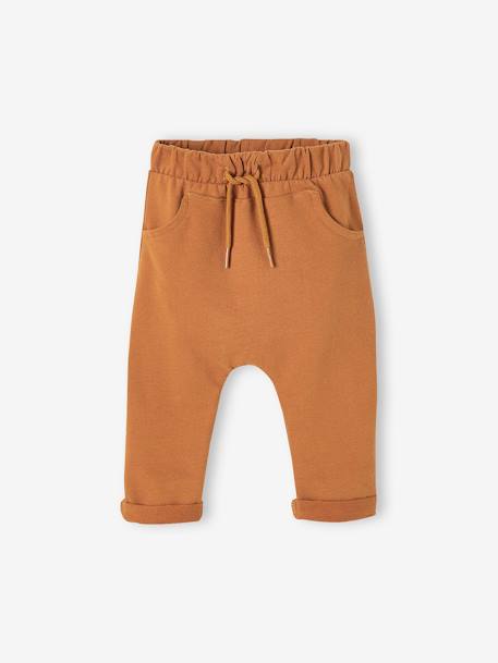 Ensemble bébé tee-shirt et pantalon en molleton bleu canard+rayé / caramel - vertbaudet enfant 