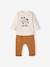 Ensemble bébé tee-shirt et pantalon en molleton bleu canard+rayé / caramel - vertbaudet enfant 