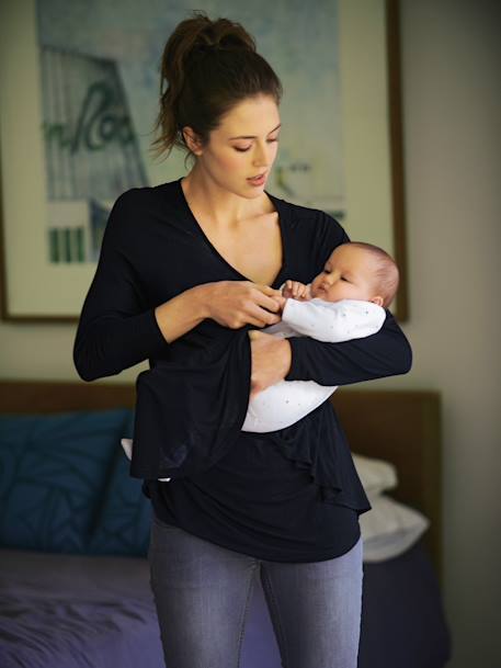Maternity & Nursing Cross-Over T-Shirt Black - vertbaudet enfant 
