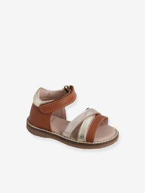 Shoes-Baby Footwear-Baby Girl Walking-Sandals-Leather Sandals with Touch-Fastener, for Baby Girls