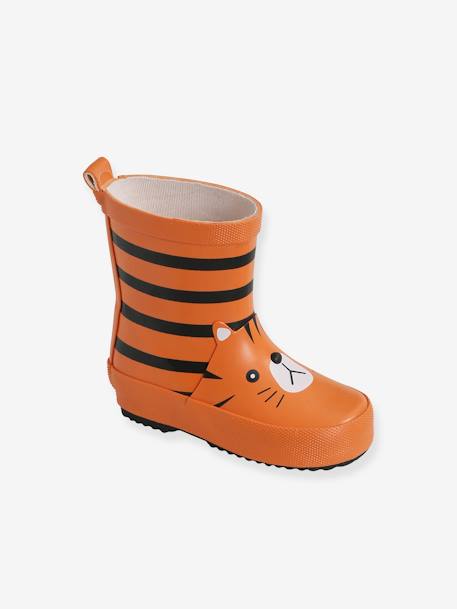 Bottes de pluie bébé garçon en caoutchouc - orange, Chaussures
