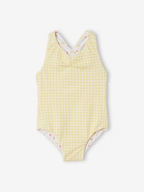 Fruit/Gingham Reversible Swimsuit for Baby Girls  - vertbaudet enfant