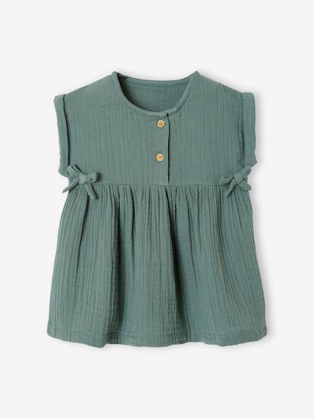 Robe bébé en gaze de coton ocre+vert - vertbaudet enfant 