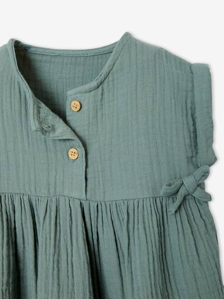Robe bébé en gaze de coton ocre+vert - vertbaudet enfant 