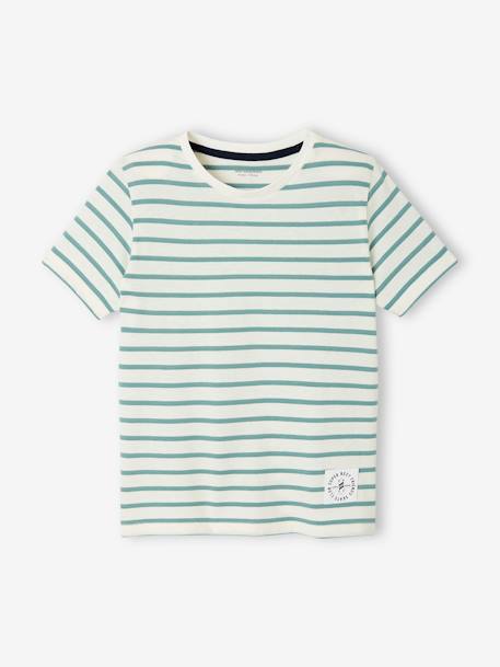 T-shirt garçon rayé manches courtes bleu azur+dark bleu indigo rayé+rayé jaune+rayé rouge+sauge rayé - vertbaudet enfant 