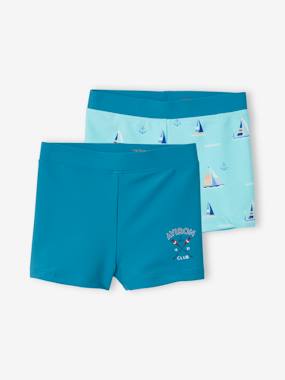 Boys-Swim & Beachwear-Pack of 2 Printed Swim Shorts for Boys