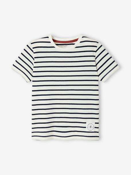 T-shirt garçon rayé manches courtes bleu azur+dark bleu indigo rayé+rayé jaune+rayé rouge+sauge rayé - vertbaudet enfant 