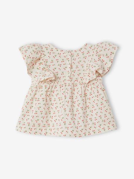 Blouse with Ruffles for Babies grey blue+PINK LIGHT ALL OVER PRINTED - vertbaudet enfant 
