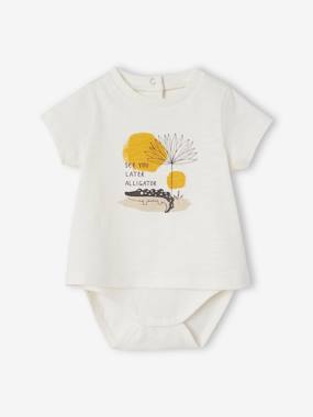 Baby-T-shirts & Roll Neck T-Shirts-Thermal Underwear-"Crocodile" Bodysuit T-Shirt for Babies