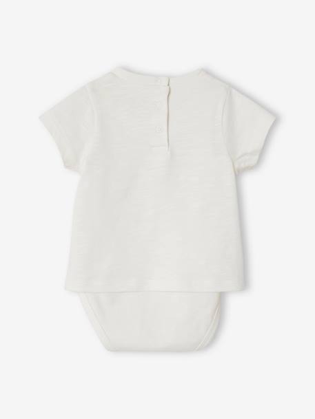 'Crocodile' Bodysuit T-Shirt for Babies WHITE LIGHT SOLID WITH DESIGN - vertbaudet enfant 