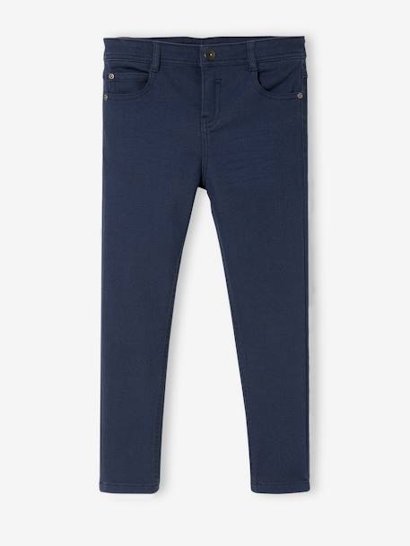 MorphologiK Slim Leg Waterless Jeans, NARROW Hip, for Boys BLUE MEDIUM SOLID WITH DESIGN - vertbaudet enfant 