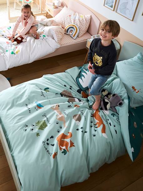 Duvet Cover + Pillowcase Set for Children, Pure Organic Cotton* CLASSE VERTE Green - vertbaudet enfant 