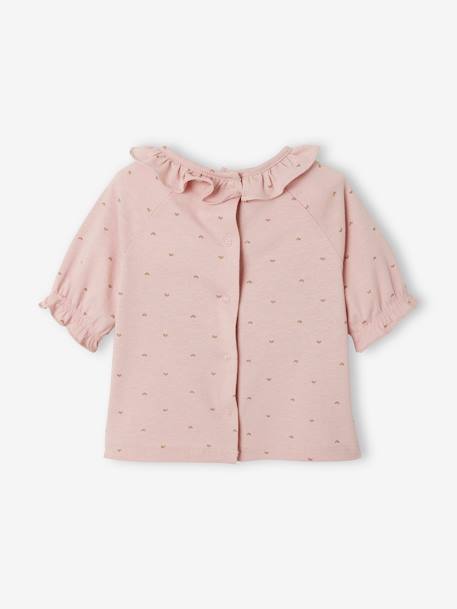 T-shirt à collerette bébé bleu imprimé+rose imprimé - vertbaudet enfant 