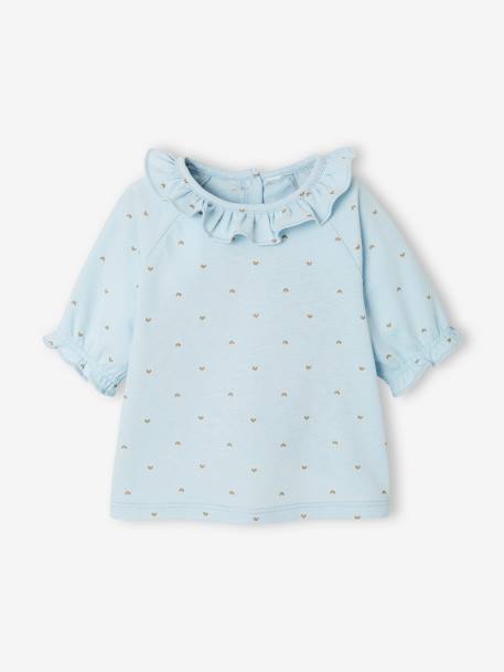 T-shirt à collerette bébé bleu imprimé+rose imprimé - vertbaudet enfant 
