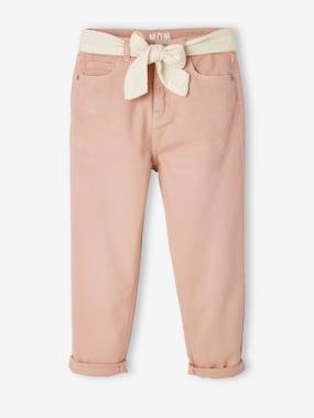Fille-Pantalon Mom et sa ceinture en gaze de coton fille