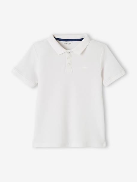 Polo garçon manches courtes broderie poitrine blanc+bleu+jaune pâle+kaki clair+MARINE+terracotta - vertbaudet enfant 