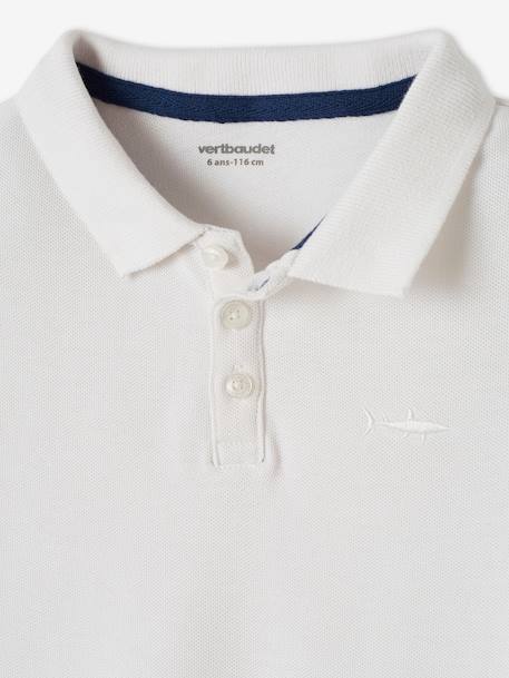 Polo garçon manches courtes broderie poitrine blanc+bleu+jaune pâle+kaki clair+MARINE+terracotta - vertbaudet enfant 