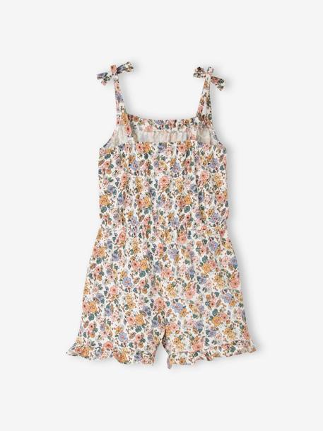 Strappy Jumpsuit with Exotic Motif, for Girls BEIGE LIGHT ALL OVER PRINTED+BLACK LIGHT ALL OVER PRINTED+grey blue+YELLOW DARK ALL OVER PRINTED - vertbaudet enfant 