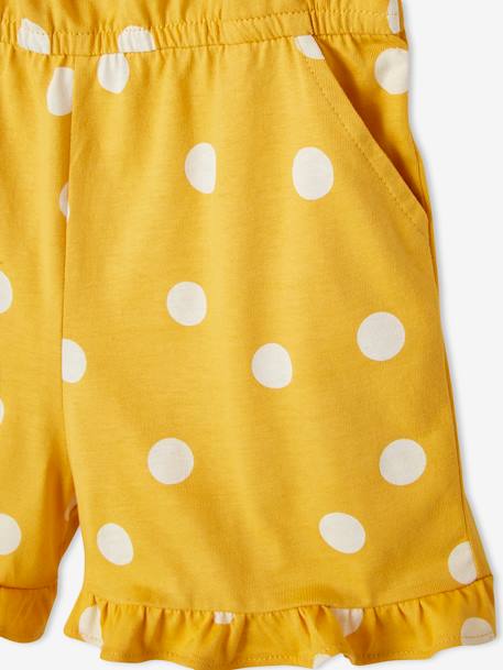 Combi-short à bretelles motif exotique fille beige imprimé+jaune curry imprimé+noir imprimé - vertbaudet enfant 