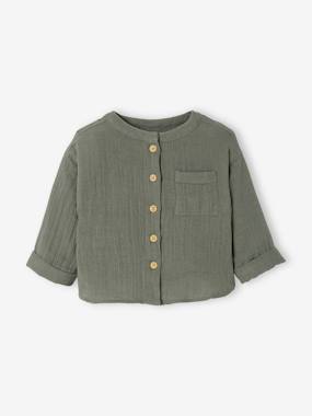 -Chemise bébé col mao en gaze de coton personnalisable