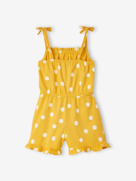Combi-short à bretelles motif exotique fille beige imprimé+jaune curry imprimé+noir imprimé - vertbaudet enfant 